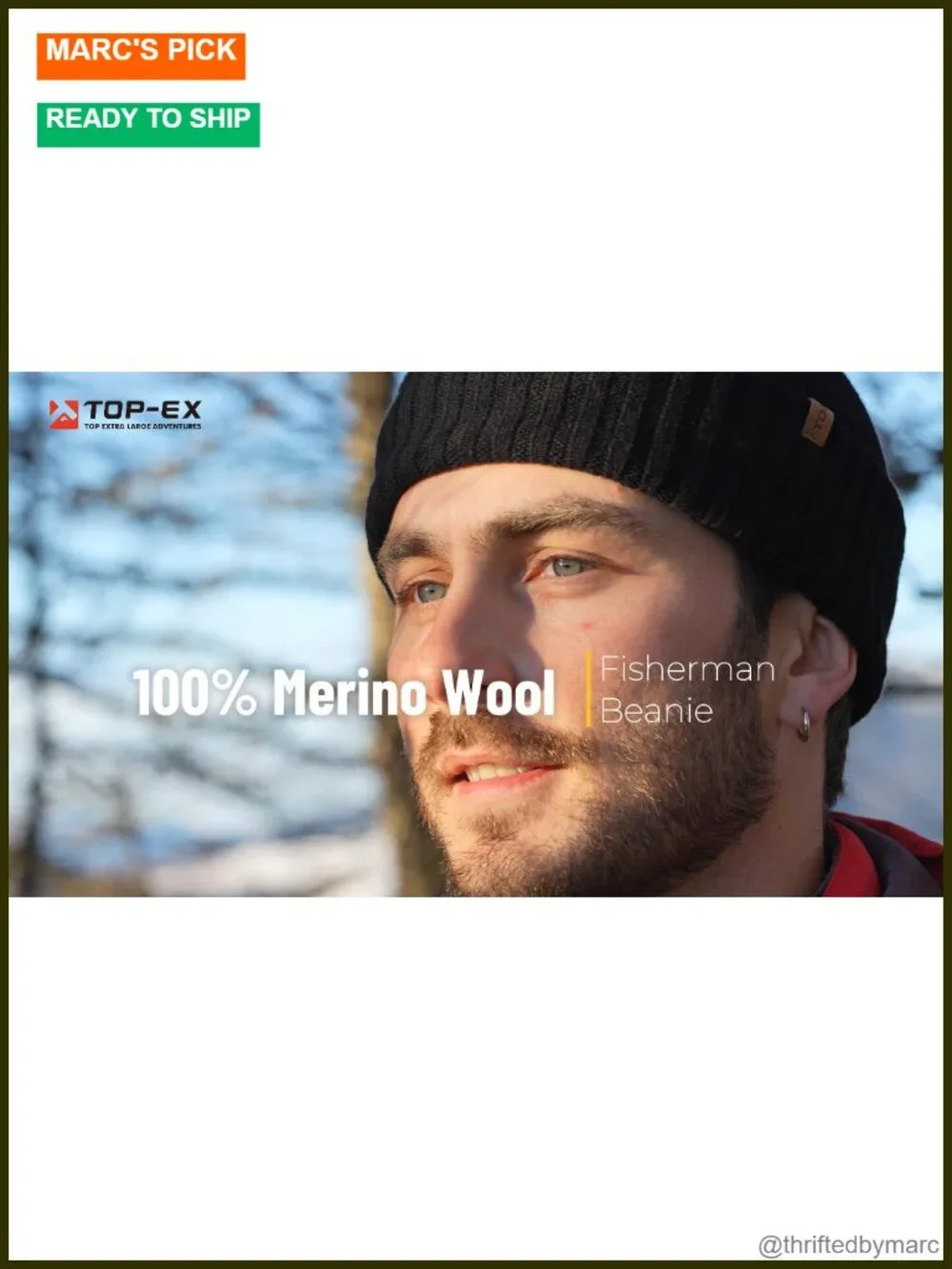 100% Merino Wool Beanie - Winter Skull Cap Cuffed Hat Men Women